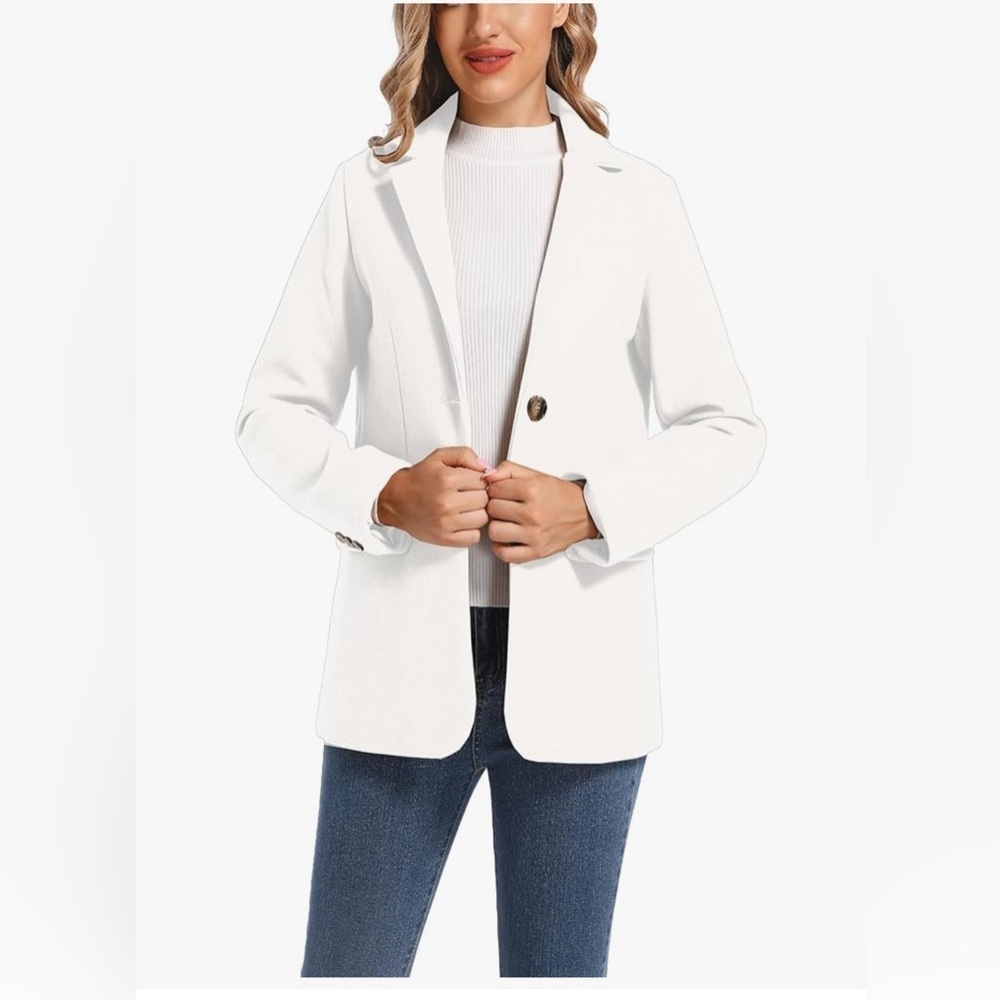 TONCHENGSD Women's Long Sleeve Two Button Wool Blend Blazer - Picture 1 of 4